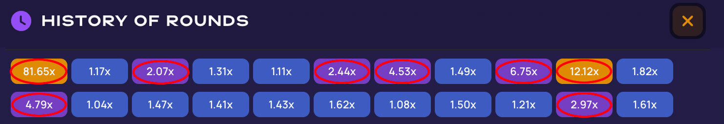 Crazy Time Round history